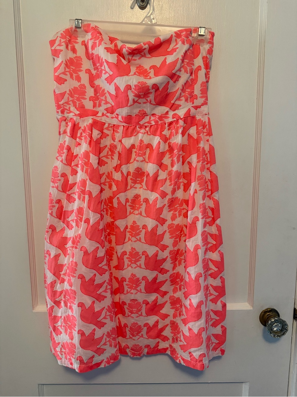 Old Navy Coral and White Floral Strapless Sundress